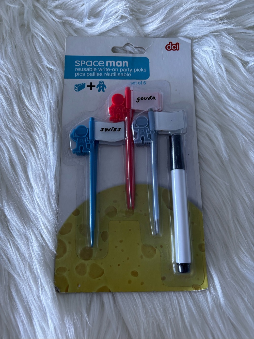 Space Man Reusable Write-On Party Picks - Blue, Red, Silver